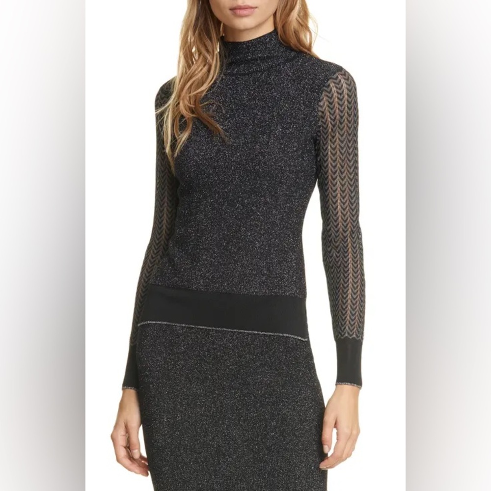 RAG & BONE NY Rower Crochet Metallic Top Medium